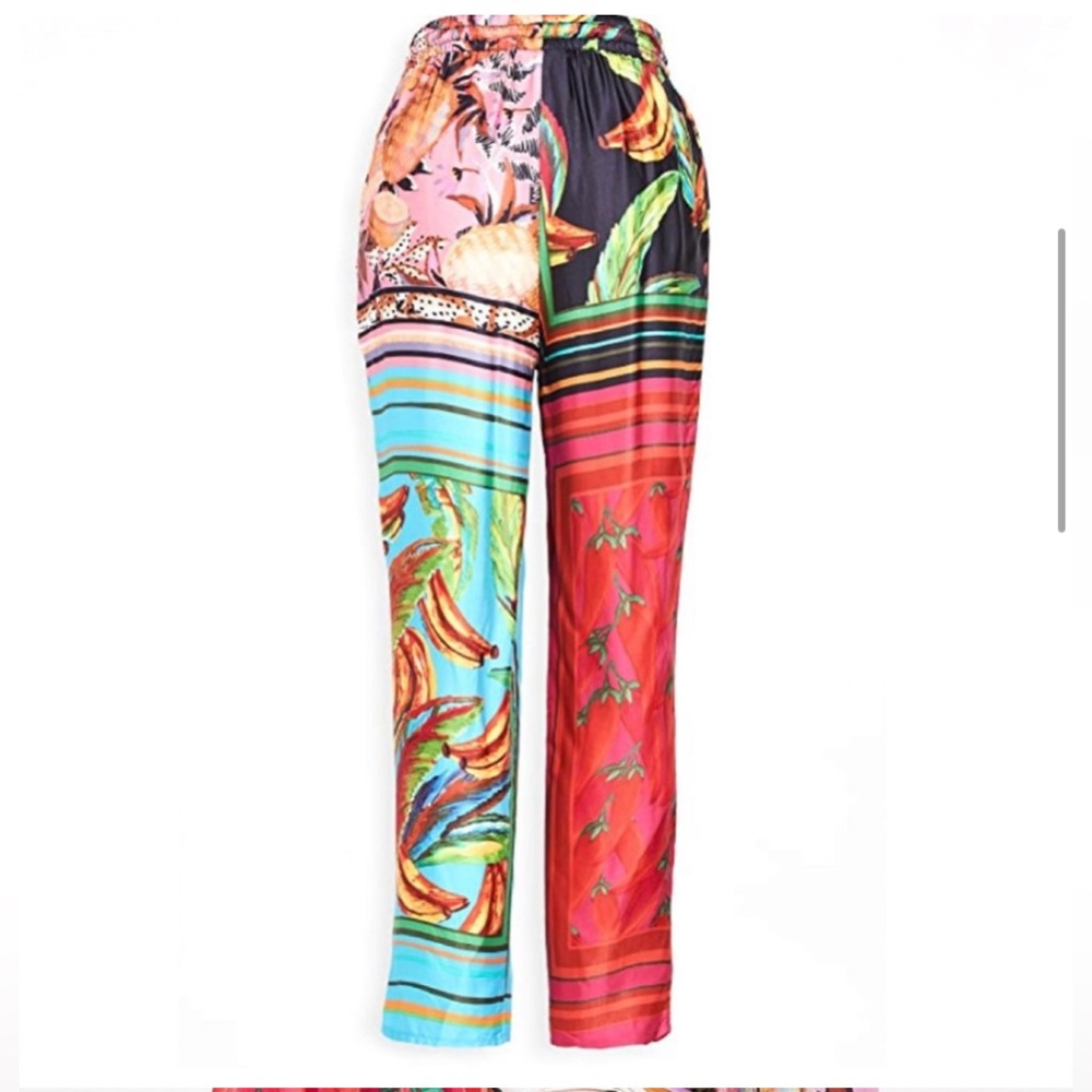 Farm Rio Mixed Scarf Pants Multi Size M - Picture 3 of 6